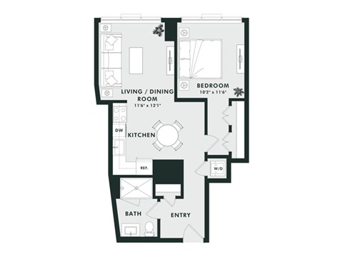 A black and white image of a floor plan for a house.